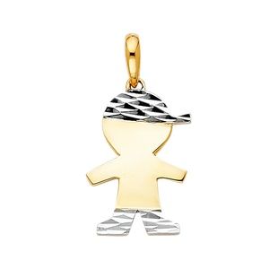 14K Two Tone Gold Boy Pendant